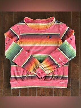 Aviator Nation Rare UNISEX  Sweatshirt Serape Tulum Size Large Pink Multi Color
